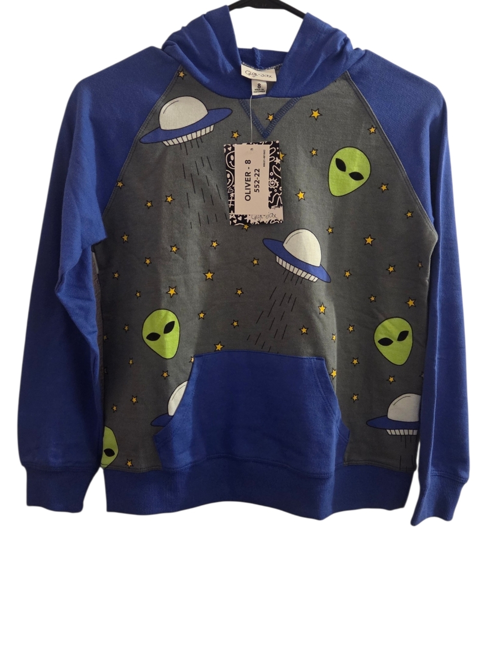 Oliver Blue & Gray Alien Graphic Hoodie